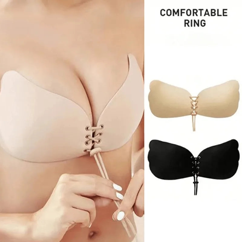 Seamless Adhesive Bras Women Breast Petals Push Up Bra Wedding Party Stick Bras Invisible Silicone Chest Paste Reusable Bra Pads