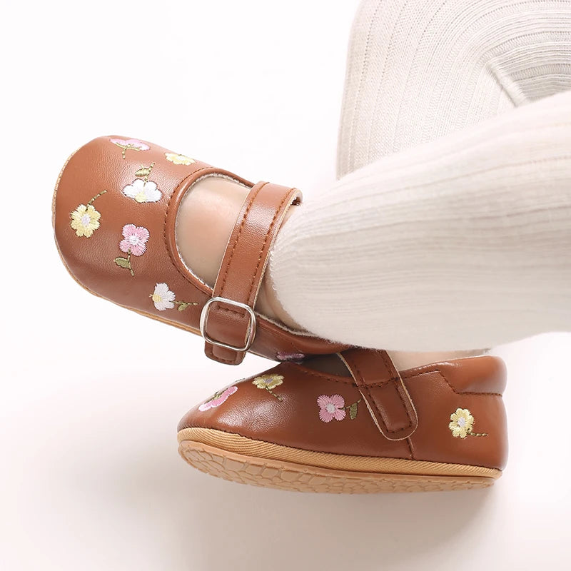 0-1Year Baby Shoes Infant Pre-Walker Shoes Girls Princess Bow Shoes Cute Breathable Flower Soft Sole Casual Sports Footwear