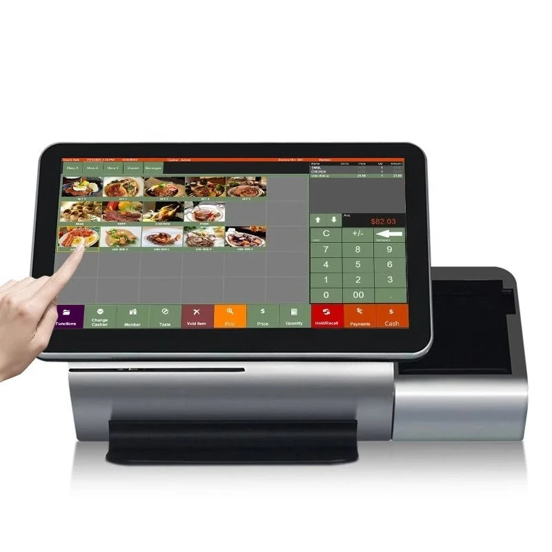 Dual Touch Screen All in One POS PC System with Built-in Thermal Printer Cash Register for Small Business POS Software