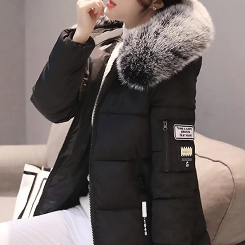 Women Winter Jackets Down Cotton Hooded Tops Large Size Parkas Mujer Coats Long Coat Fashion Female Fur Collar Outfits New Year