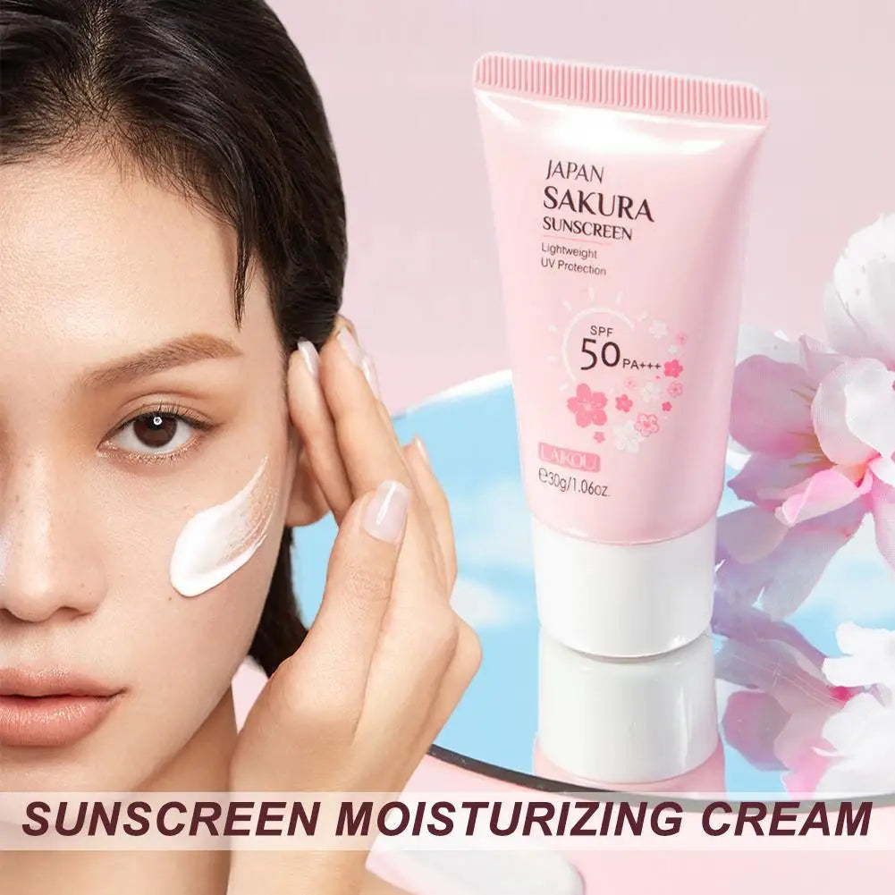 LAIKOU Japan Sakura Sunscreen SPF 50+ Brightening Sunblock Cream Face Body Moisturizing Isolating UV Protector 30g