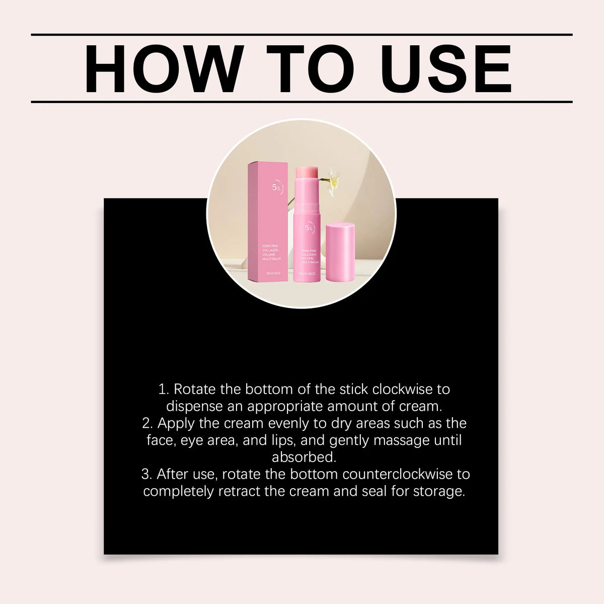 PDRN Pink Collagen Volume Multi Balm Stick Plumping Revitalize Skin Brighten Smooth Fine Lines for Face,Neck,Under Eyes,Lip Care