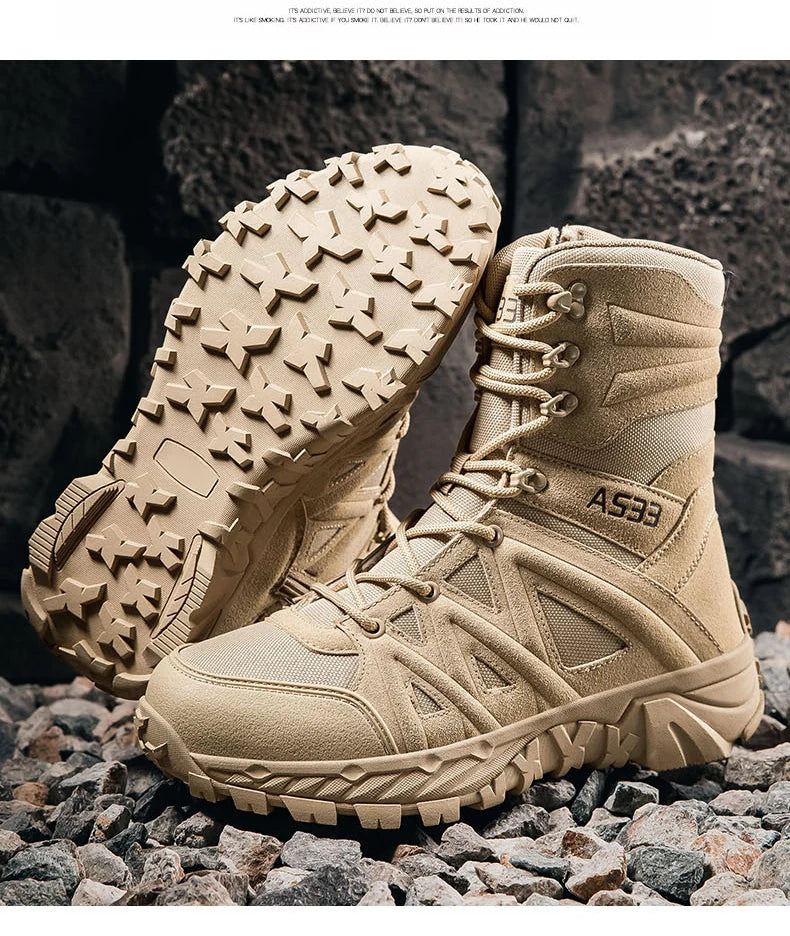 Men's High-Top Outdoor Boots Autumn Winter New Style Climbing Mountain Off-Road Tactical Boots Large Size Comfortable Shoes