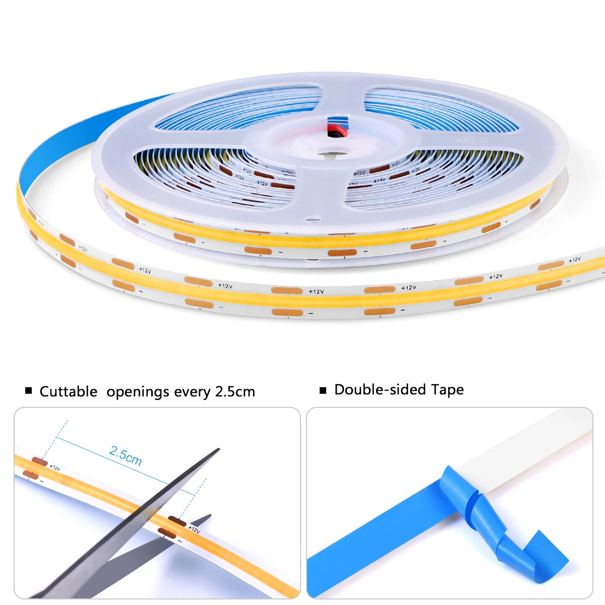 DC12V DuPont LED Light Cob Strips 1m -5m with 2M Cable Wire Under Cabinet Light for Centralized Control Lamp Kitchen Lighting
