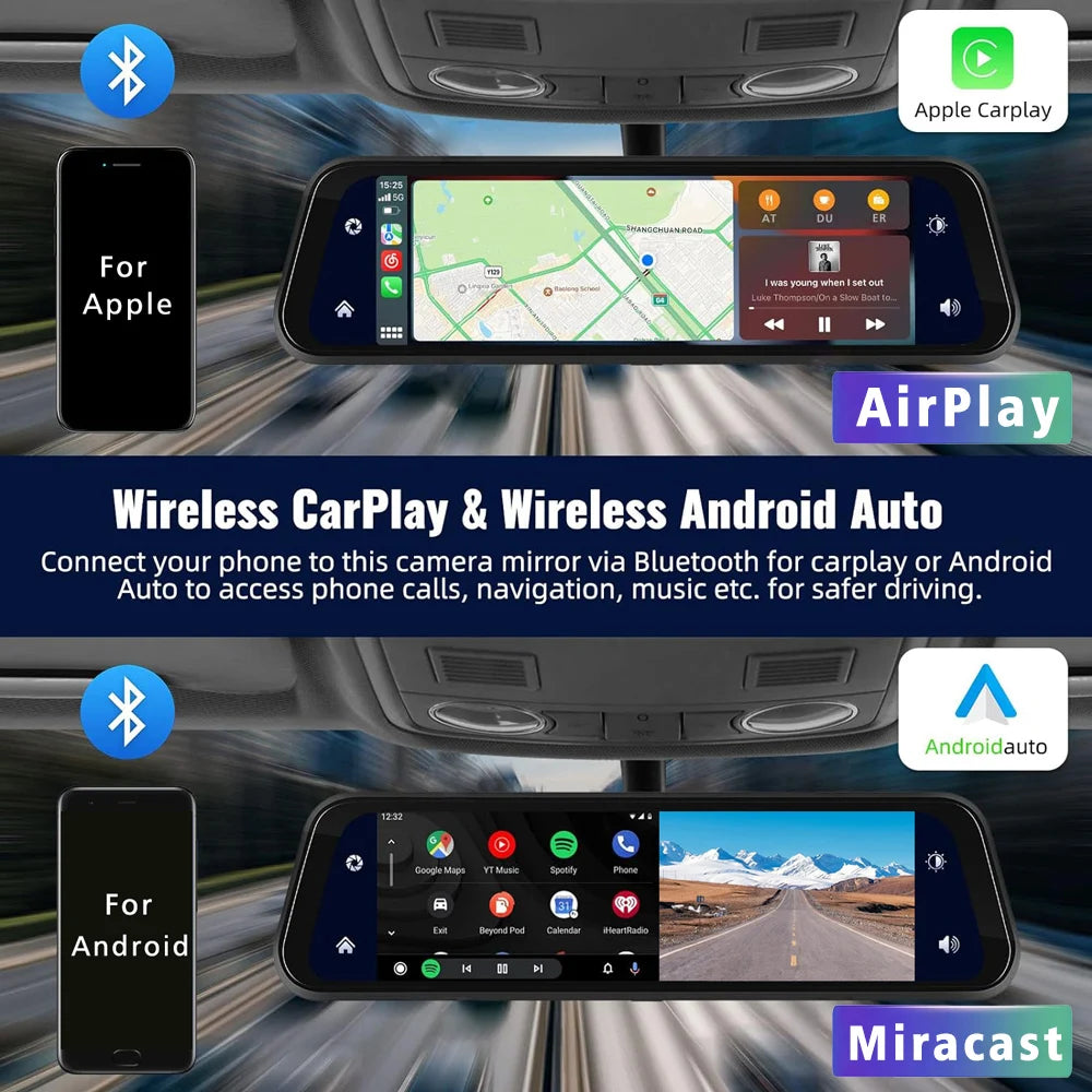 4K Dual-Lens Dash Cam with GPS, Wi-Fi & CarPlay