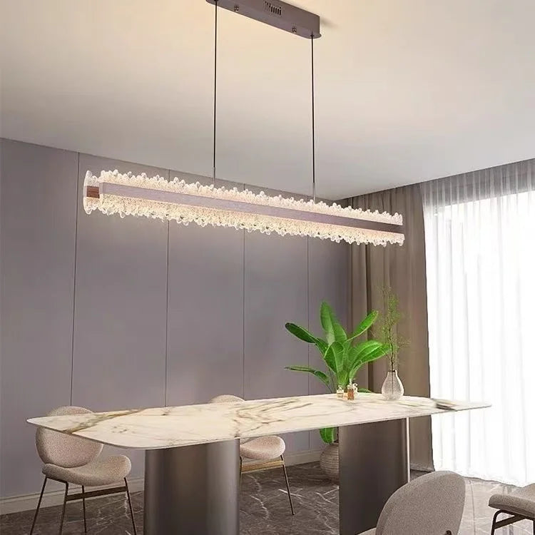 Restaurant LED Chandeliers Italian Light Luxury High-End Dining Room Main Lamp Designer Style One-Line Strip Dining Table Light