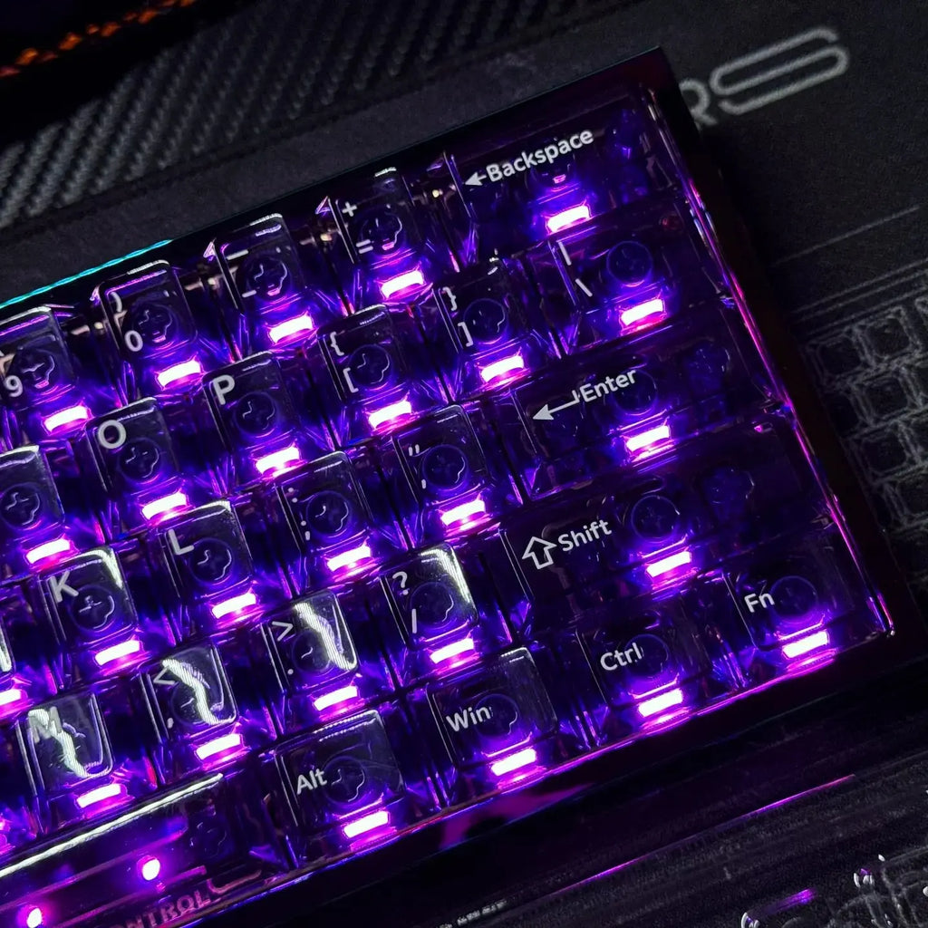 New Purple Transparent Clear Keycaps Crystal Ceramic Pc Keycap Rgb Shine Through Key Cap Mda Profile For Mx Switch Keyboard Gift