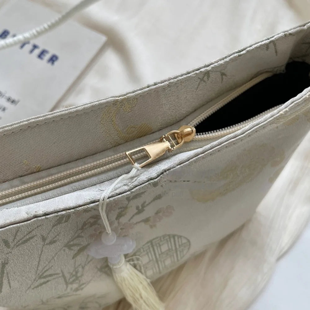 New Chinese Style Shoulder Bag Retro Portable Women Handbags Large Capacity Gift Messenger Bag Commuting Bag Bucket Bag