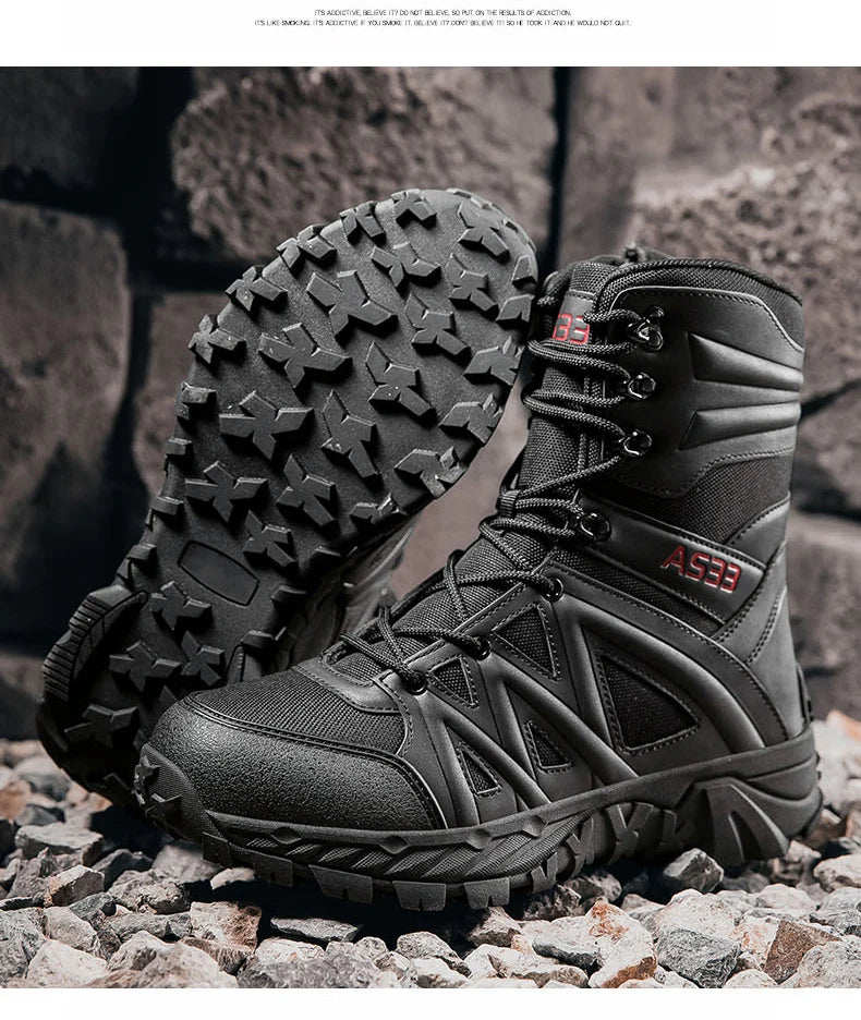 Men's High-Top Outdoor Boots Autumn Winter New Style Climbing Mountain Off-Road Tactical Boots Large Size Comfortable Shoes