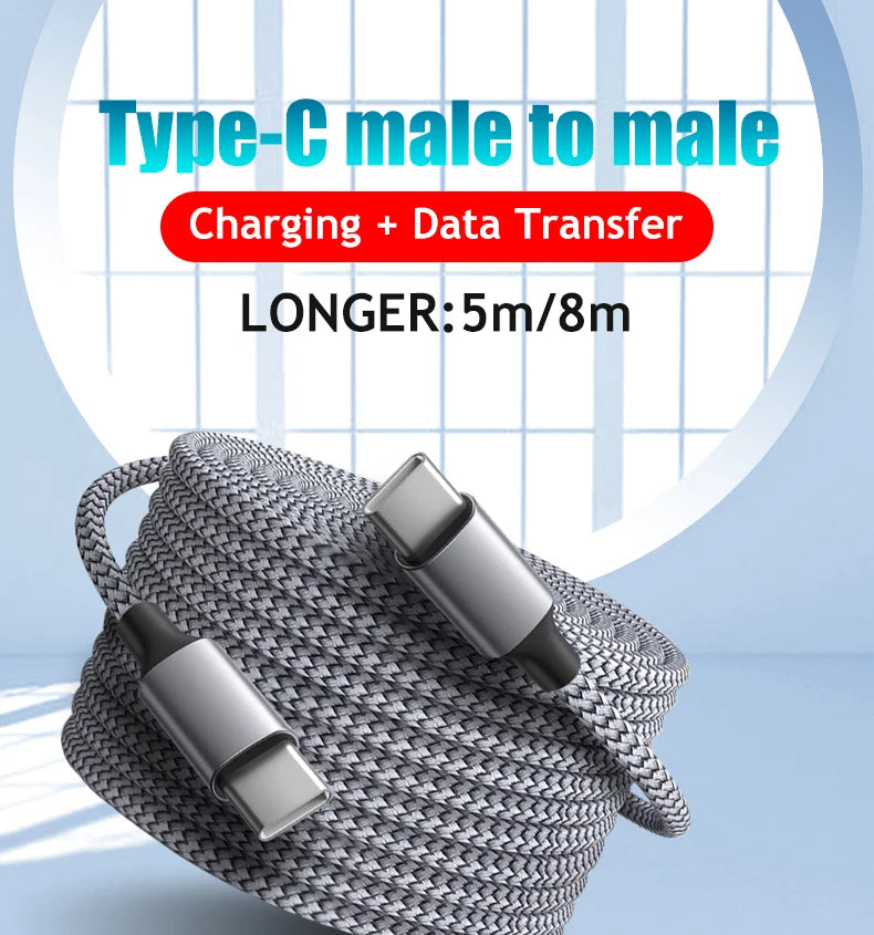 60W 1m/2m/3m/5m Dual-head Type-C Fast Charging Data Cable Mobile Phone Accessories Data Transmission for Samsung Huawei Millet
