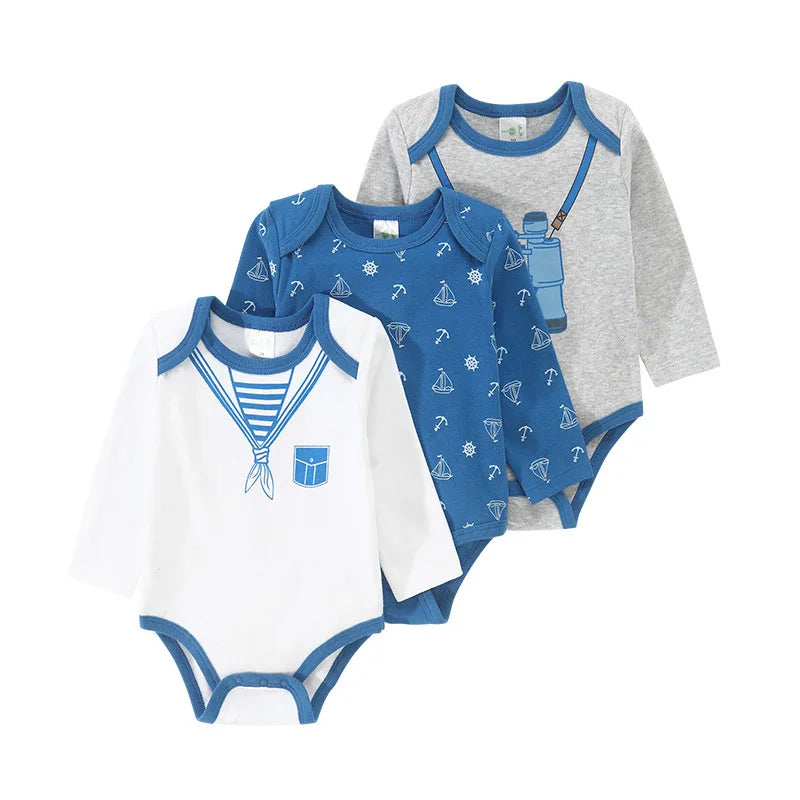 IYEAL 3PCS/lot Baby Long Sleeve 100% Cotton Clothes Baby Boys Girls Bodysuits 0-12 Months Newborn Body Bebe Jumpsuit Clothing