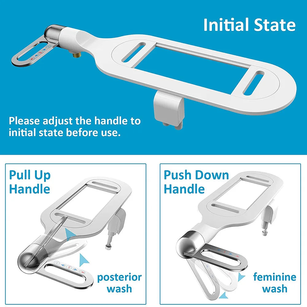 New Ultra-thin Bidet Attachment Fresh Water Sprayer Dual Nozzles Adjustable Water Pressure Self Cleaning Non Electric Bidet