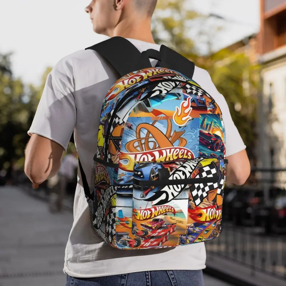 Hot Wheels Race Student Backpack School Bag Hiking Travel Daypack for Men Women Bookbag Shoulder Bags
