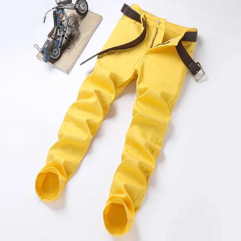 Men Autumn Spring Fashion Blue Red Casual Classic Style Straight Slim Fit Soft Trousers Male Brand Advanced Stretch Pants