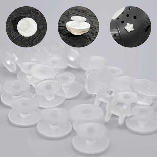 30Pcs Transparent & Black Buttons Accessories For DIY Sandal Shoe Charms Jewelry Decor