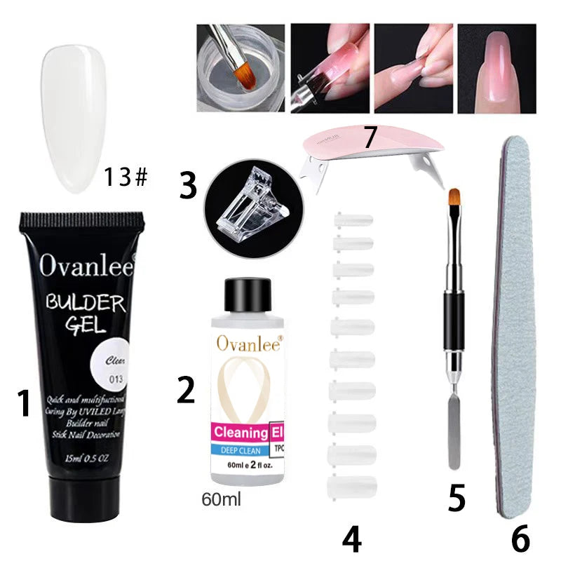 Ovanlee Polygel Nail Builder Kit with Mini UV/LED Lamp