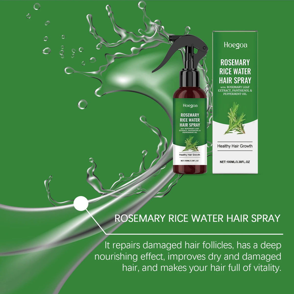 Rosemary Rice Water Hair Spray with Rosemary Extract Promotes Healthy Hair Growth Reduces Loss Nourishes Scalp Daily Care
