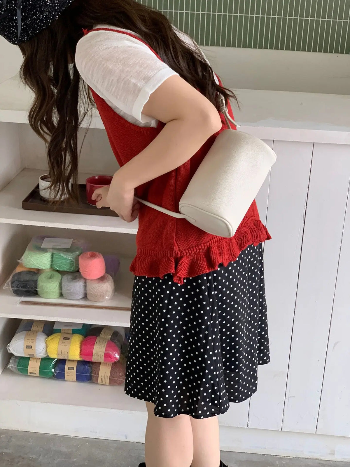2026 New Women Lychee Pattern Small Pillow Bag Summer Fashion Boston Handbag Single Shoulder Crossbody Bag Small Bag Red Yellow