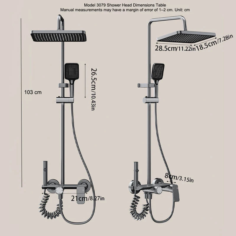 Household Silver Bathroom Shower Set MultiFunction Gray Rainfall Showers Hot and Cold Water Bathtub Shower Faucet Set Hotel