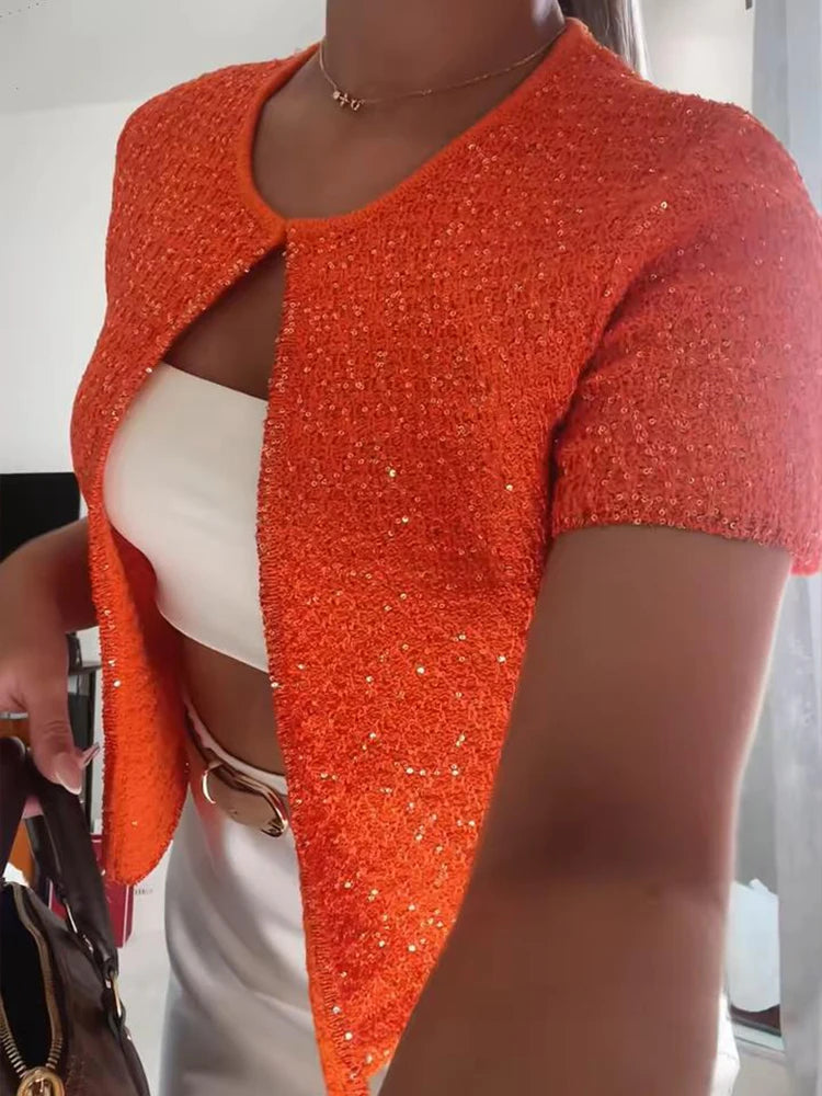 Women's Tank Tops Knitted Sequined Vests Summer Female Square Collar Sleeveless Backless Bodycon Crop Top Chic Lady Knitwear New