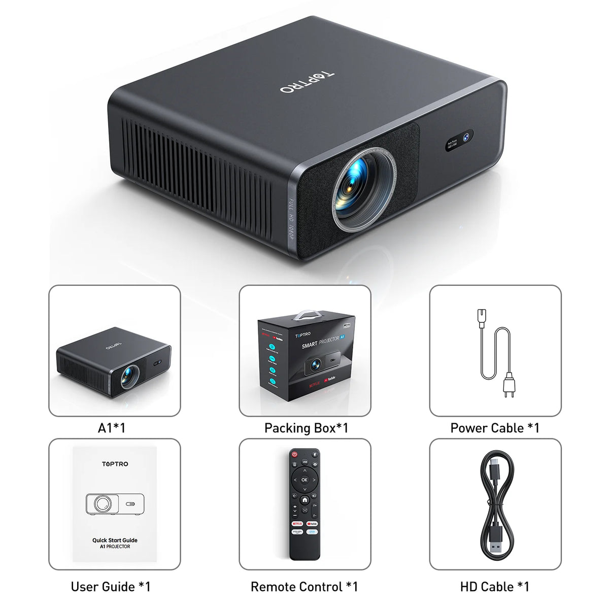 Netflix Licenses 4K Movie Projector 1500ANSI Auto Focus/Keystone WiFi 6 Native 1080p Smart Home Theater Widevine L1 Projectors