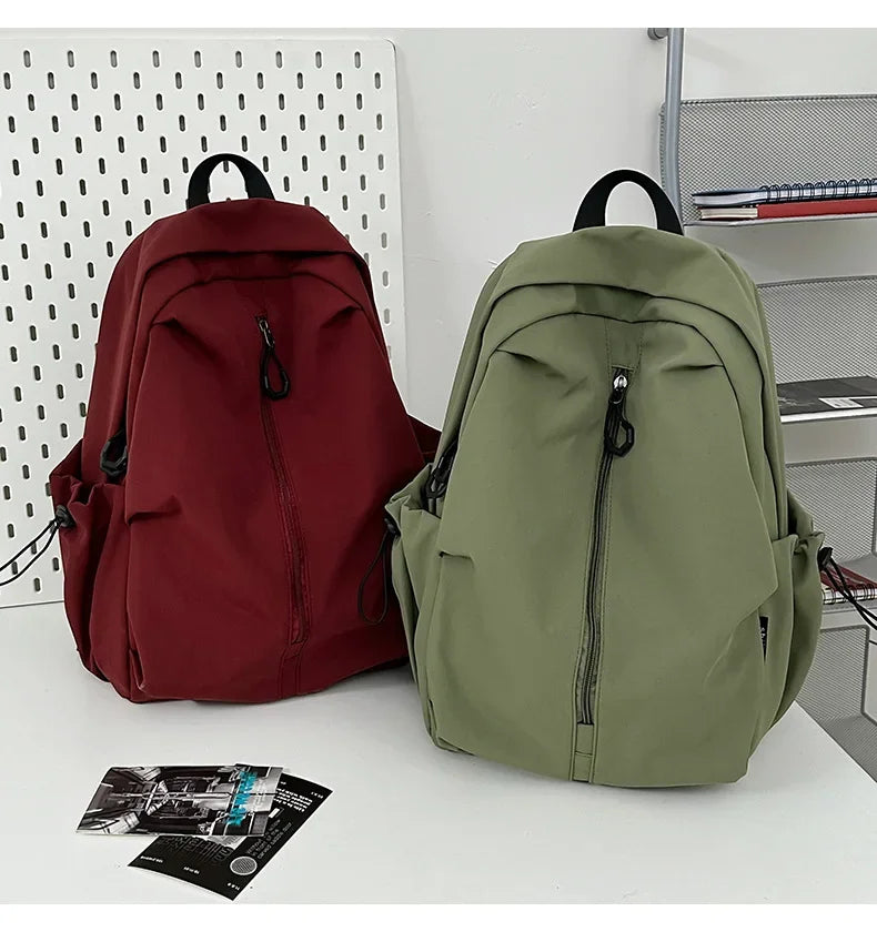 15.6 Inch Nylon Waterproof College Backpack Large Capacity Travel Unisex Laptop Backpacks Simple Design School Bag for Teenagers