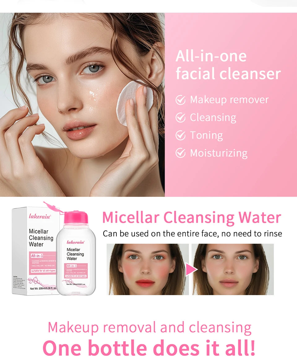 Micellar Cleansing Makeup Remover Mild Formula without Leaving Any Residue Micellar Technology Absorbs Impurities Extra Hydrating Efficient Makeup Remover