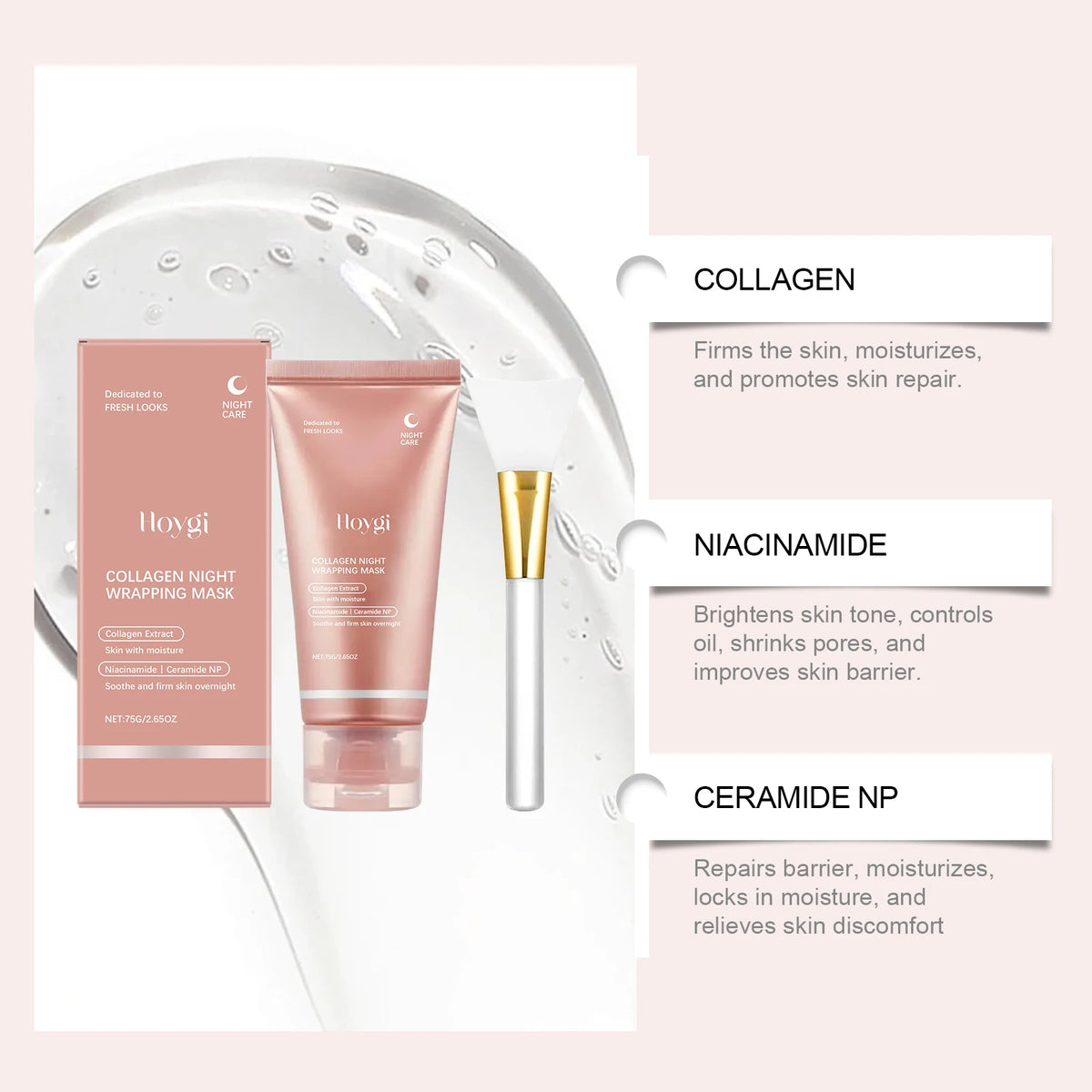 Collagen Peel Off Mask Night Wrapping Hydrating Firming Brightening Elasticity Care Cleansing Face Skin Care Beauty Facial Mask