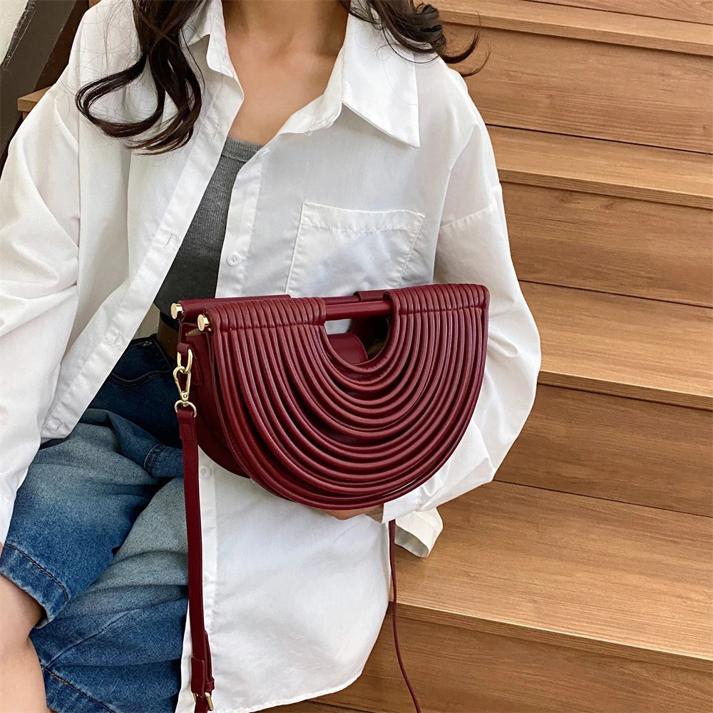 Luxury Evening Clutch Purses For Women 2026 Golden Noodle Half Moon Crossbody Bag Wedding Dinner Party Luxury Designer Handbags
