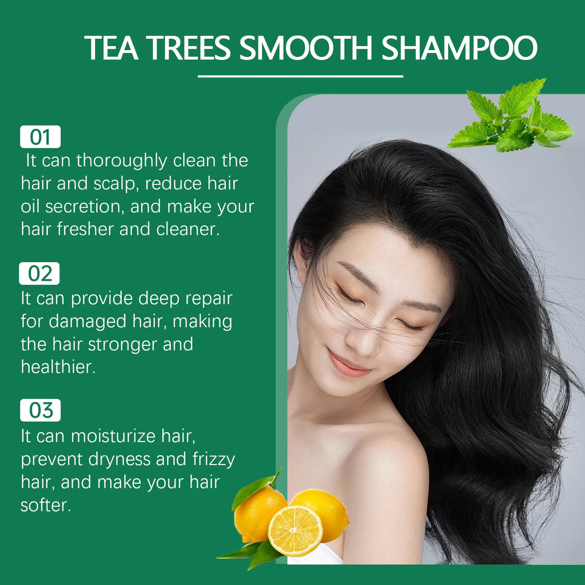 EELHOE Tea Tree Shampoo Repair Damaged Long Lasting Moisturizing Oil Control Dandruff Removal Gentle Cleansing Hair Care Shampoo