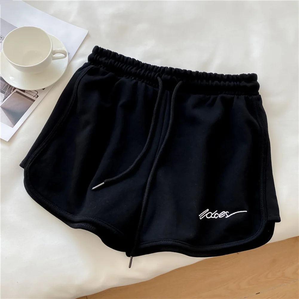 Loose Fit Women's High-Waisted Sports Shorts Elastic Running Pants for Fitness Casual Home Wear Four Season Use