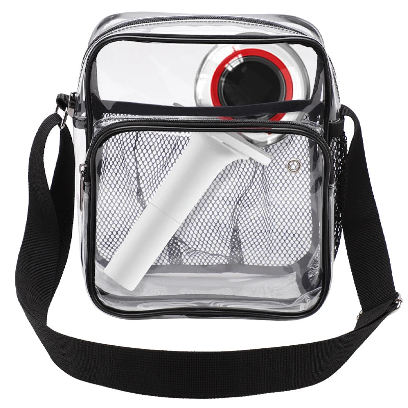 TINYAT Women Lightweight Mesh Strap Transparent PVC Bags Put Lost Headphone Jack Umbrella Cell Phone 9.7 inch iPad For Concerts