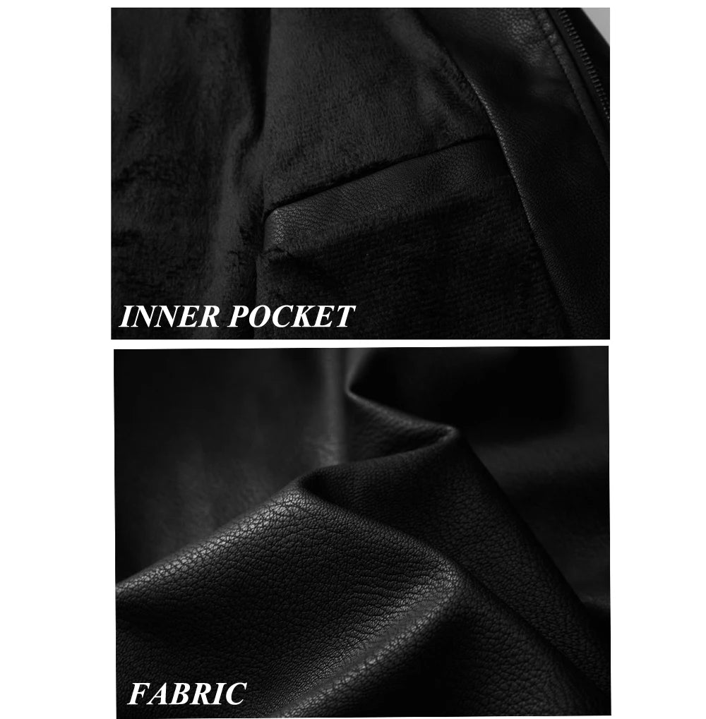 Autumn Winter Men's PU Leather Jackets Fashion Man Motorcycle Coats Male Patchwork Streetwear Zipper Leather Jackets Clothing