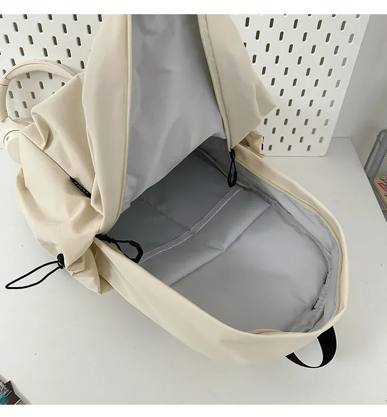 15.6 Inch Nylon Waterproof College Backpack Large Capacity Travel Unisex Laptop Backpacks Simple Design School Bag for Teenagers