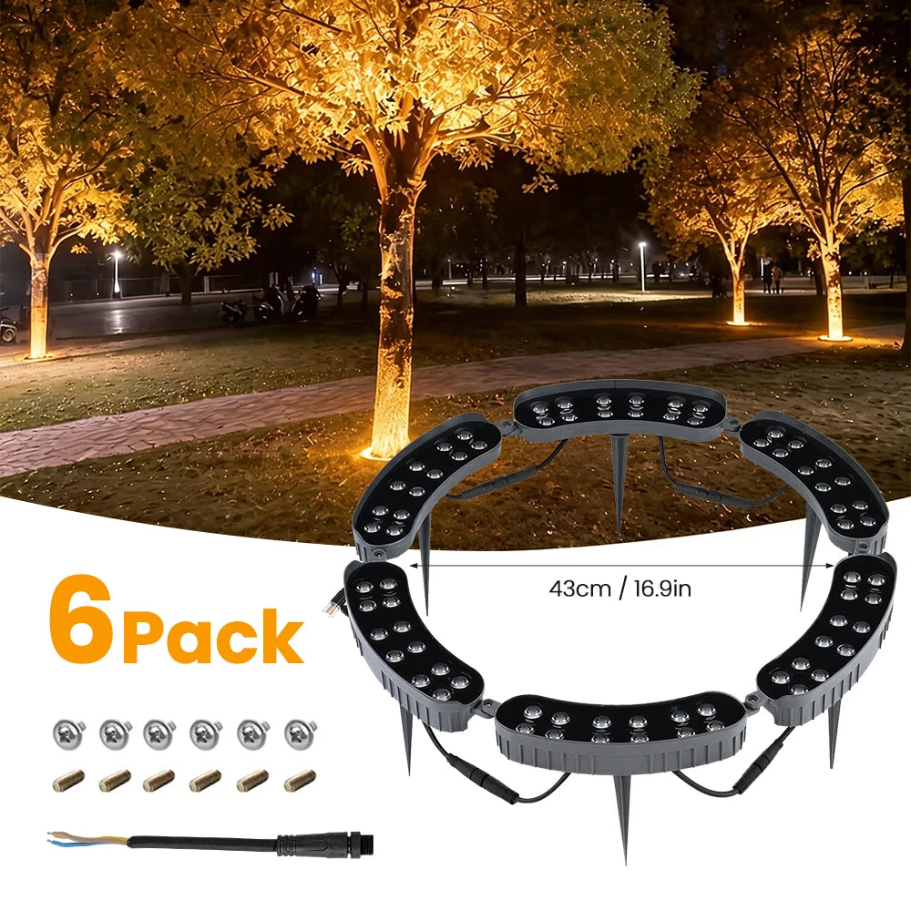 1-6Pcs Outdoor LED Tree Hugging Lamp 220V IP65 Waterproof Warm Light Garden Park Courtyard Decor Lamp Circular Tree Spotlight