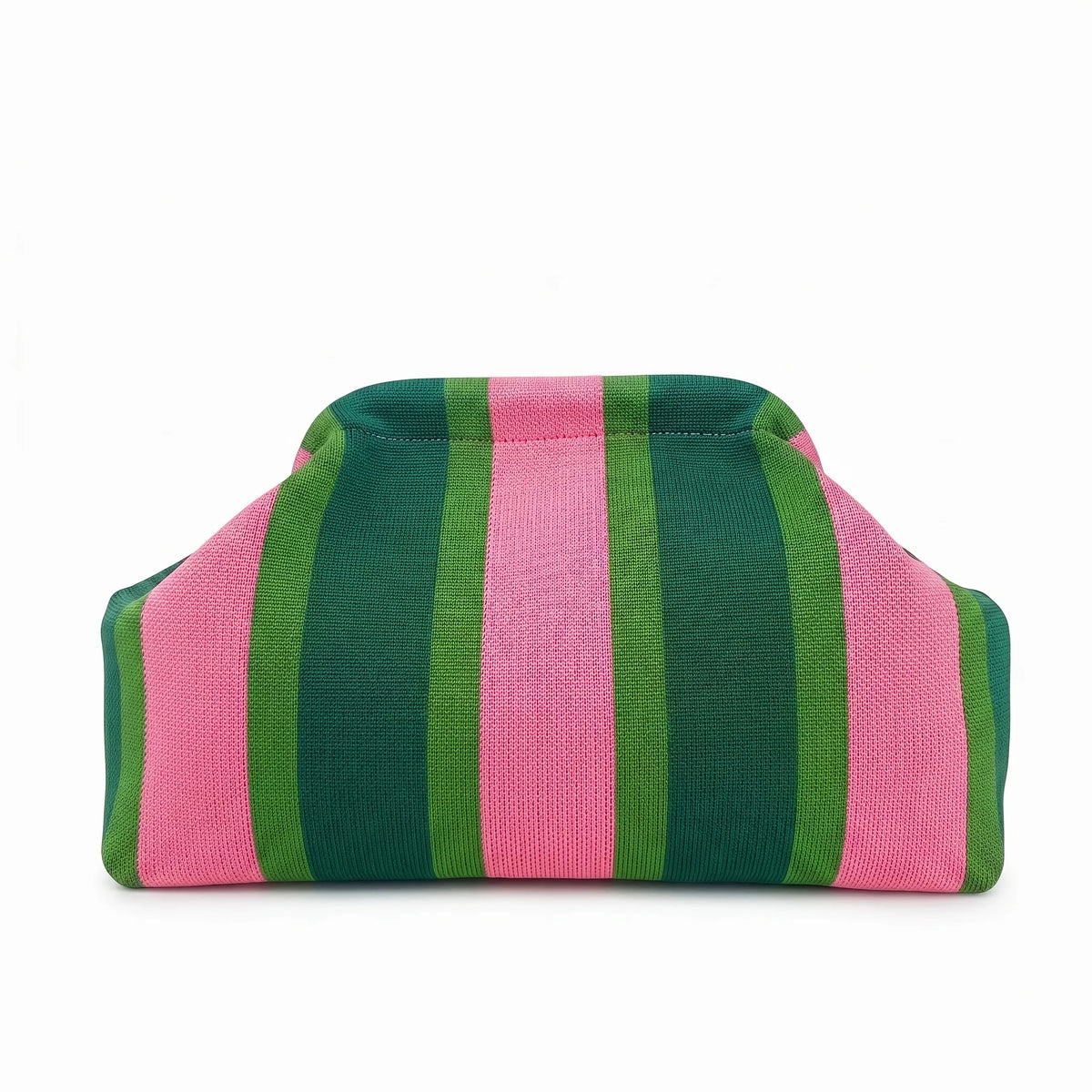 Women'S Striped Knit Clutch Bag Color Block Soft Pouch Handbag Large Capacity Foldable Purse For Party Dinner Daily