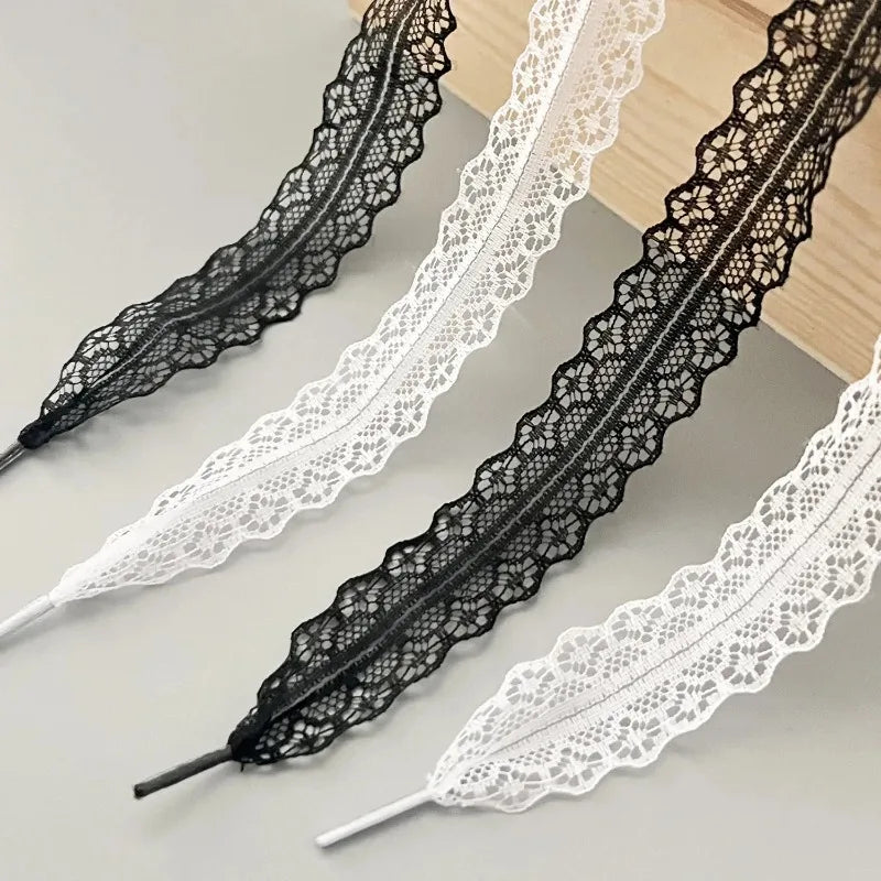 Lace Shoelaces for Women Casual Shoes 2.9CM Width Flat Shoelace for Sneakers Shoe Laces Accessorices Fancy Silk Shoelaces