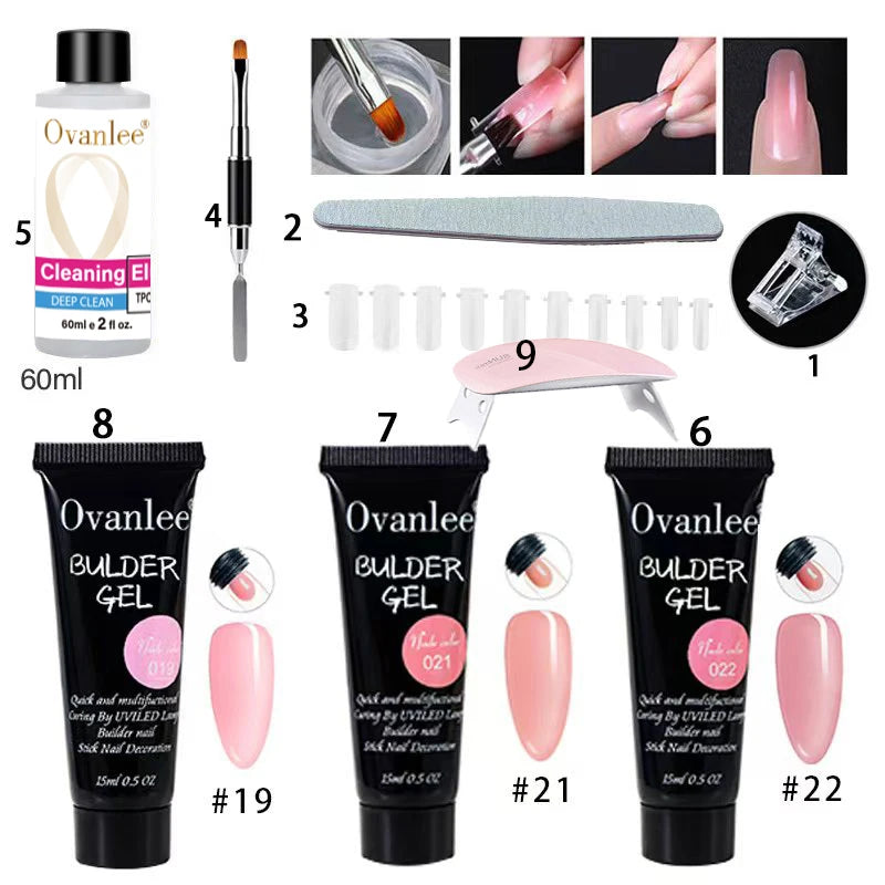Ovanlee Polygel Nail Builder Kit with Mini UV/LED Lamp
