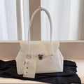 Korean Style Flap Jelly Tote Bag Large Capacity Commuter Shoulder Bag Underarm Handbag Soft Candy Color Casual Daily Work Bag
