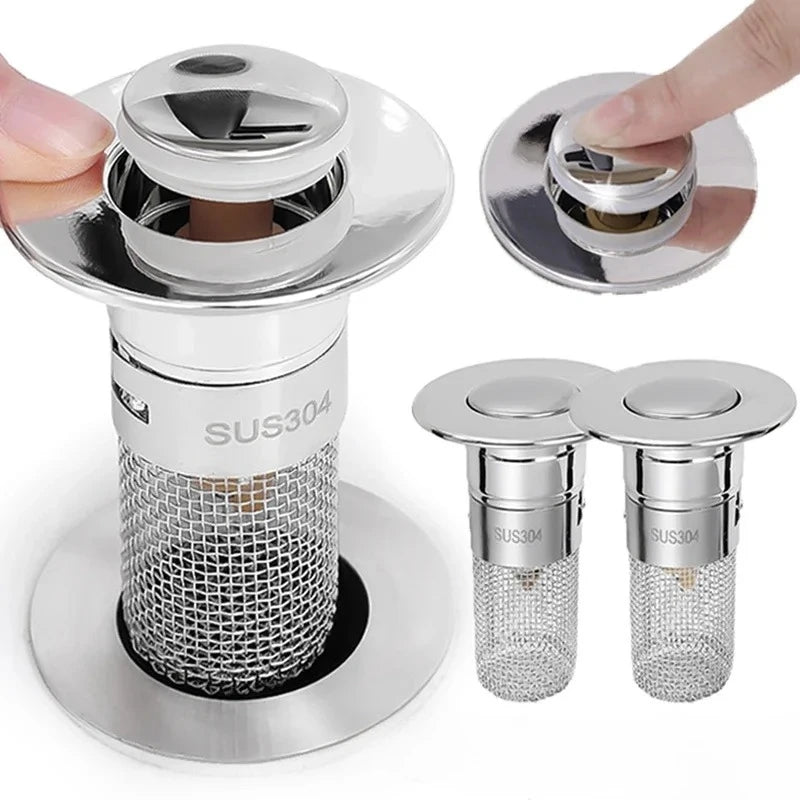 1-20PCS Kitchen Bathroom Sink Stopper Stainless Steel Rust Proof Drain Strainer Anti Odor Anti Clog Pop Up Drain Filter