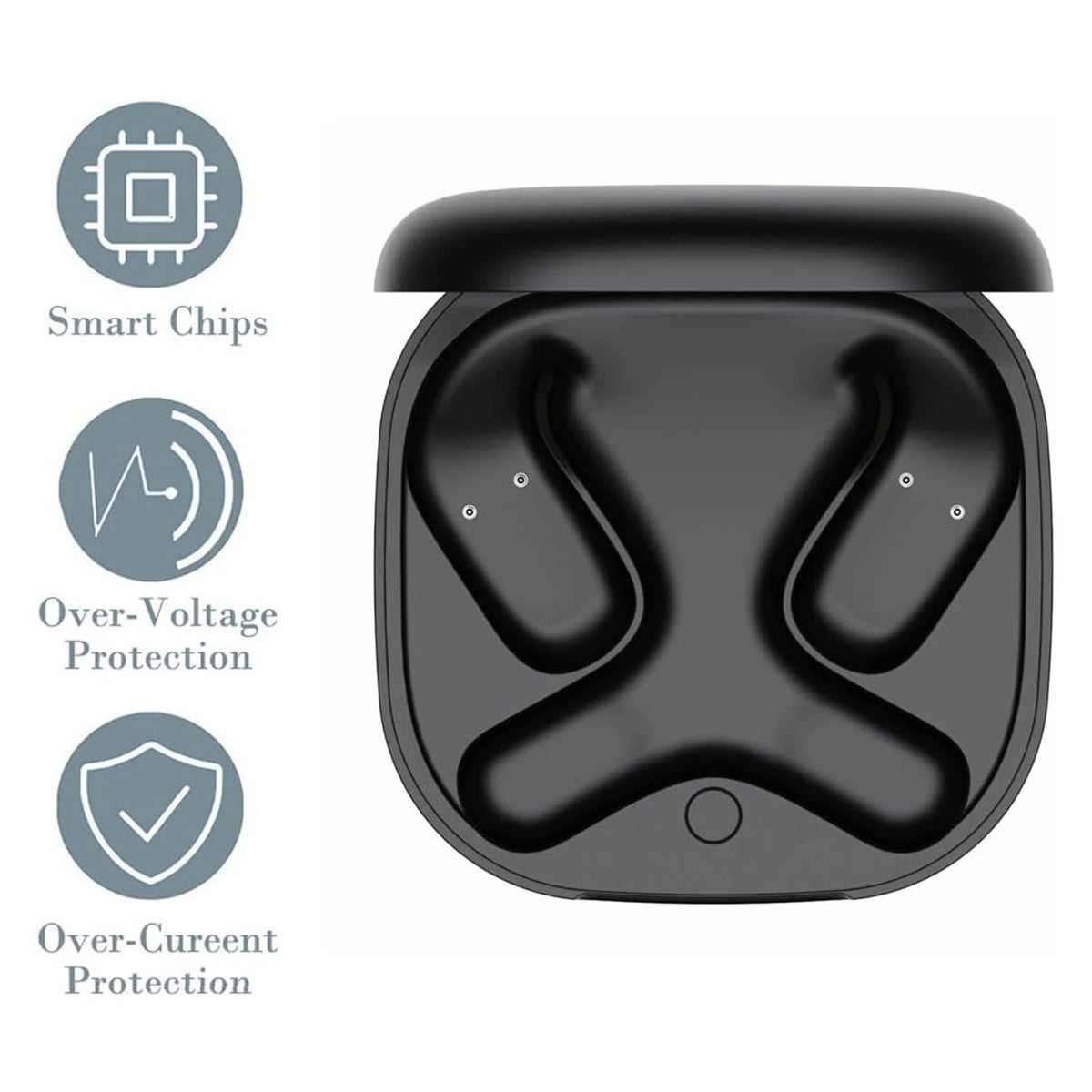 Earbud Charging Case Replacement 500mAh Type C Black Wireless Earbuds Charger Case for Shokz OpenFit 2 2+ T920 T921 Headphones