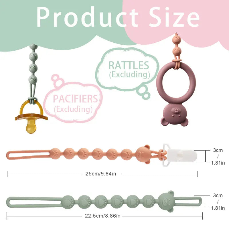 Baby Anti-drop Chain Pacifier Clips Teether Silicone Round Beads Teething Chain For Care Soother Chew Toys Shower Gift