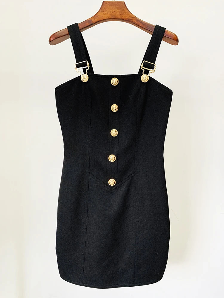 HIGH STREET Newest 2026 Summer Fashion Star Style Designer Women's Lion Buttons Pinafore Dress