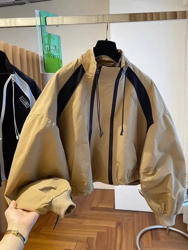 Spring Autumn Zipper Sweatshirt Men Bomber Jacket Cargo Coat Windbreaker Long Sleeve Outdoor Outerwear Black Men Clothing New