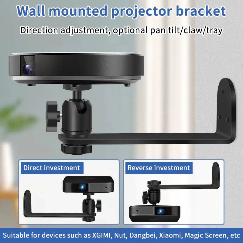 Universal Portable 360° Rotatable Wall Mount Beamer Holder Projector Bracket 1/4 Screw For XGIMI JMGO Dangbei Projector Stand
