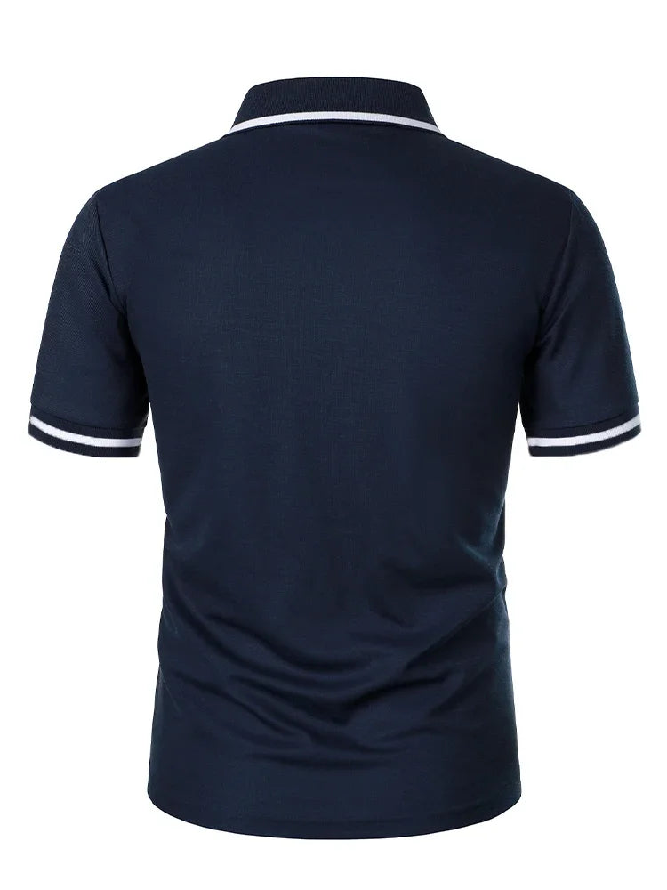Fashionable men's casual solid-color short-sleeved top, men's lapel short-sleeved T-shirt, casual and fashionable solid-color sh