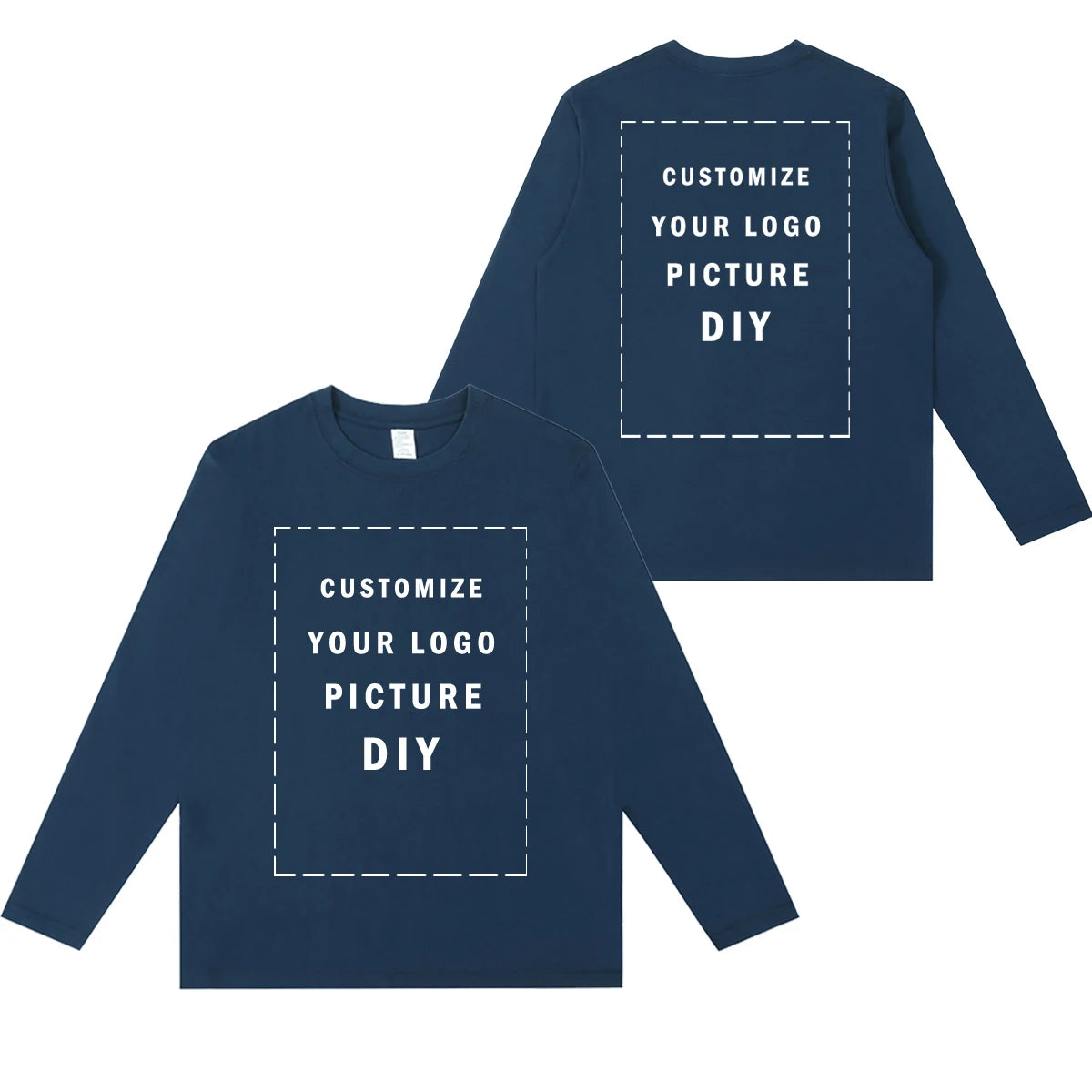 DIY Customize Long Sleeve T-Shirt Fashion T-Shirt Men Women Your Logo/Picture 100% Cotton Oversized Autumn Winter Tops