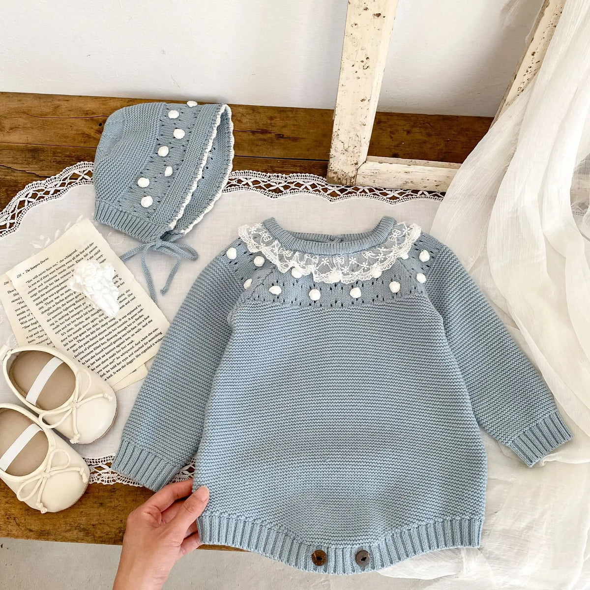0-24M Baby Girl Romper Knit New Newborn Lace Warm Long Sleeve Jumpsuit Infant Princess Party Romper Toddler Fall Spring Clothing