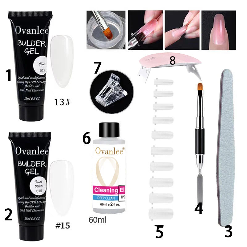 Ovanlee Polygel Nail Builder Kit with Mini UV/LED Lamp