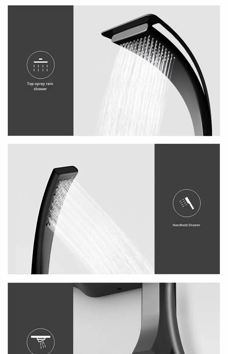 Modern Luxury Wall Mounted Showers Panel Shower Set with Shelves Smart Thermostatic Valve Shower System Set for Hotel Bathroom